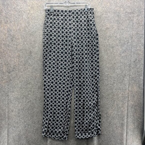 The Kooples Pants Womens 1 Black White Chain Print Pull On Elastic Trousers - Picture 1 of 11